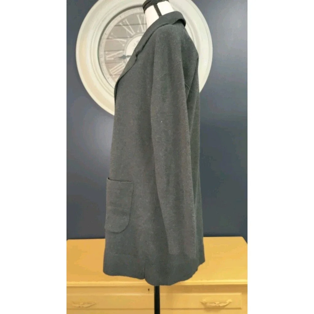 L.L. Bean Cardigan Sweater Women's M Gray Long Open Front Cotton Cashmere EUC